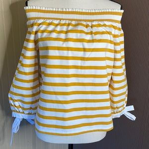 J.crew‎ yellow/white striped top size small